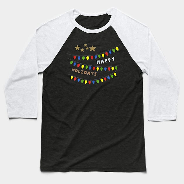 Happy Holidays Lights Baseball T-Shirt by calenbundalas